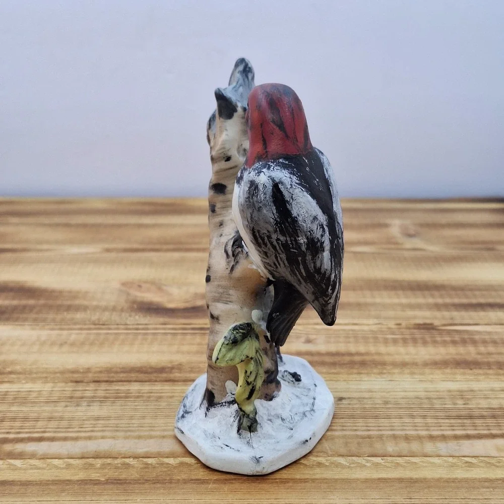 Vintage Napco‎ Porcelain Red-Headed Wood Pecker Figurine, #B3154, 5